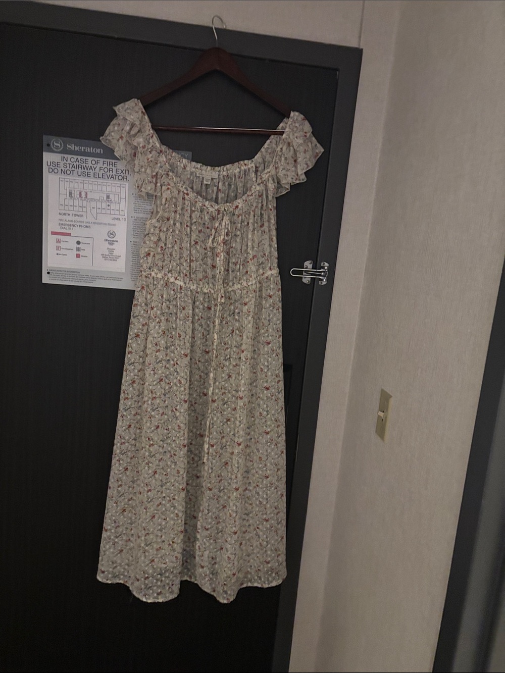 Floral Ruffle Off-Shoulder Maxi Dress cover in Cream-NWOT